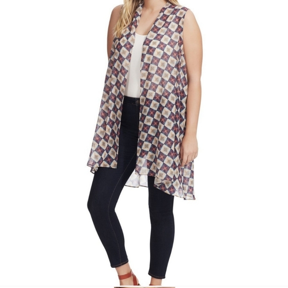 Jete chiffon printed cascading vest Sz XL - Picture 1 of 5